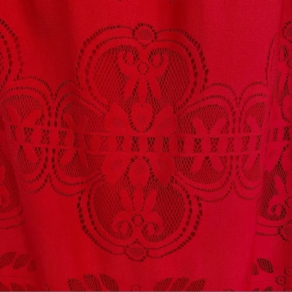 GUESS | Lace Sleeveless Knee Length Dress Red Size 2 - Picture 4 of 6